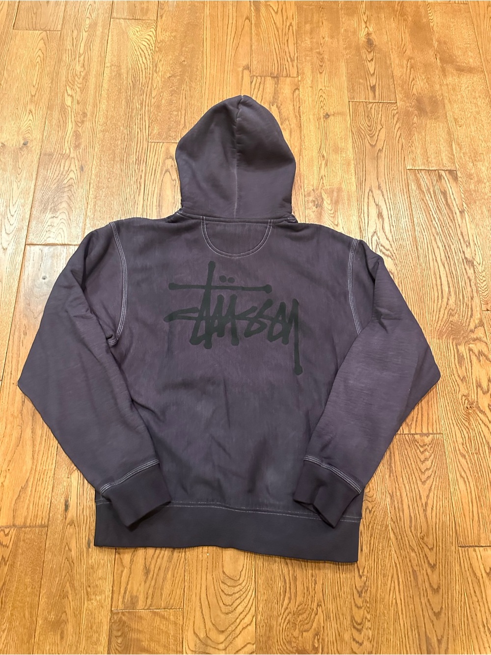 Stussy Men's Hooded Sweatshirt in Charcoal with Black Logo
